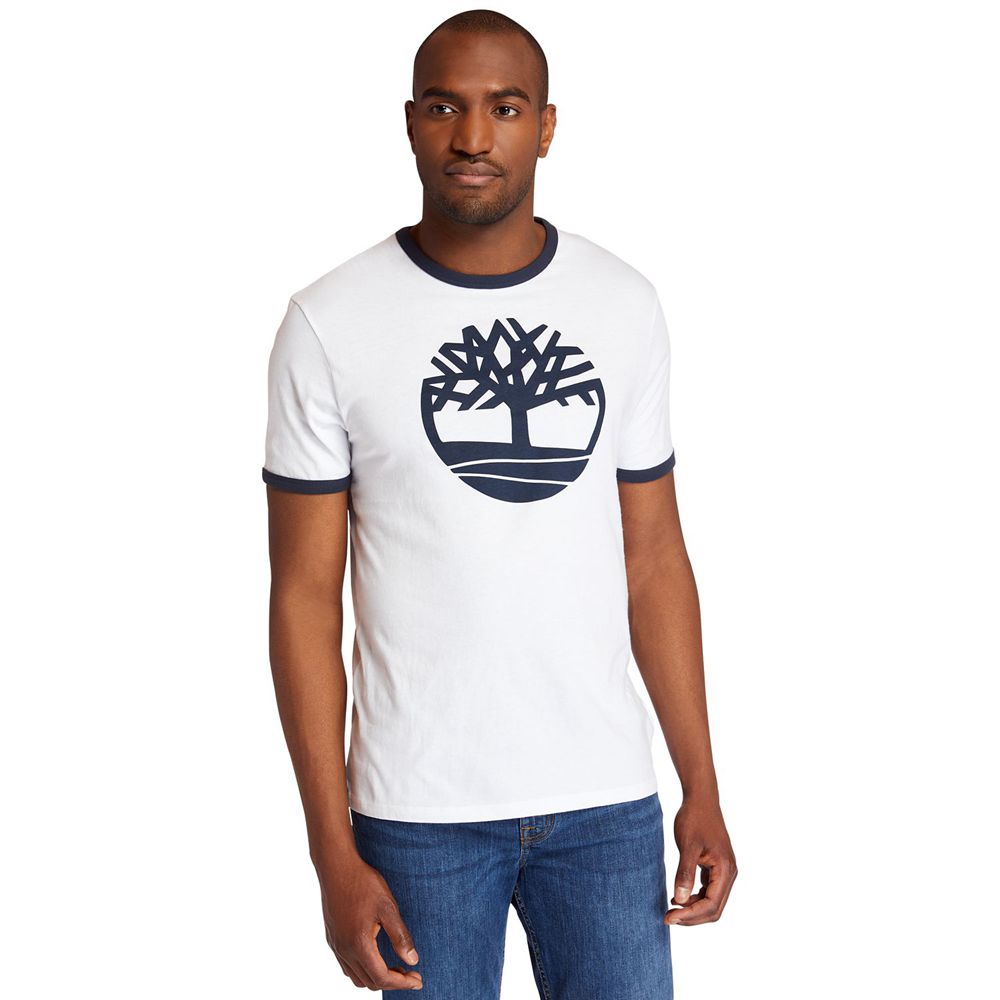 Camisetas Masculino - Timberland Tree Logo Ringer - GXKFU1547 - Branco